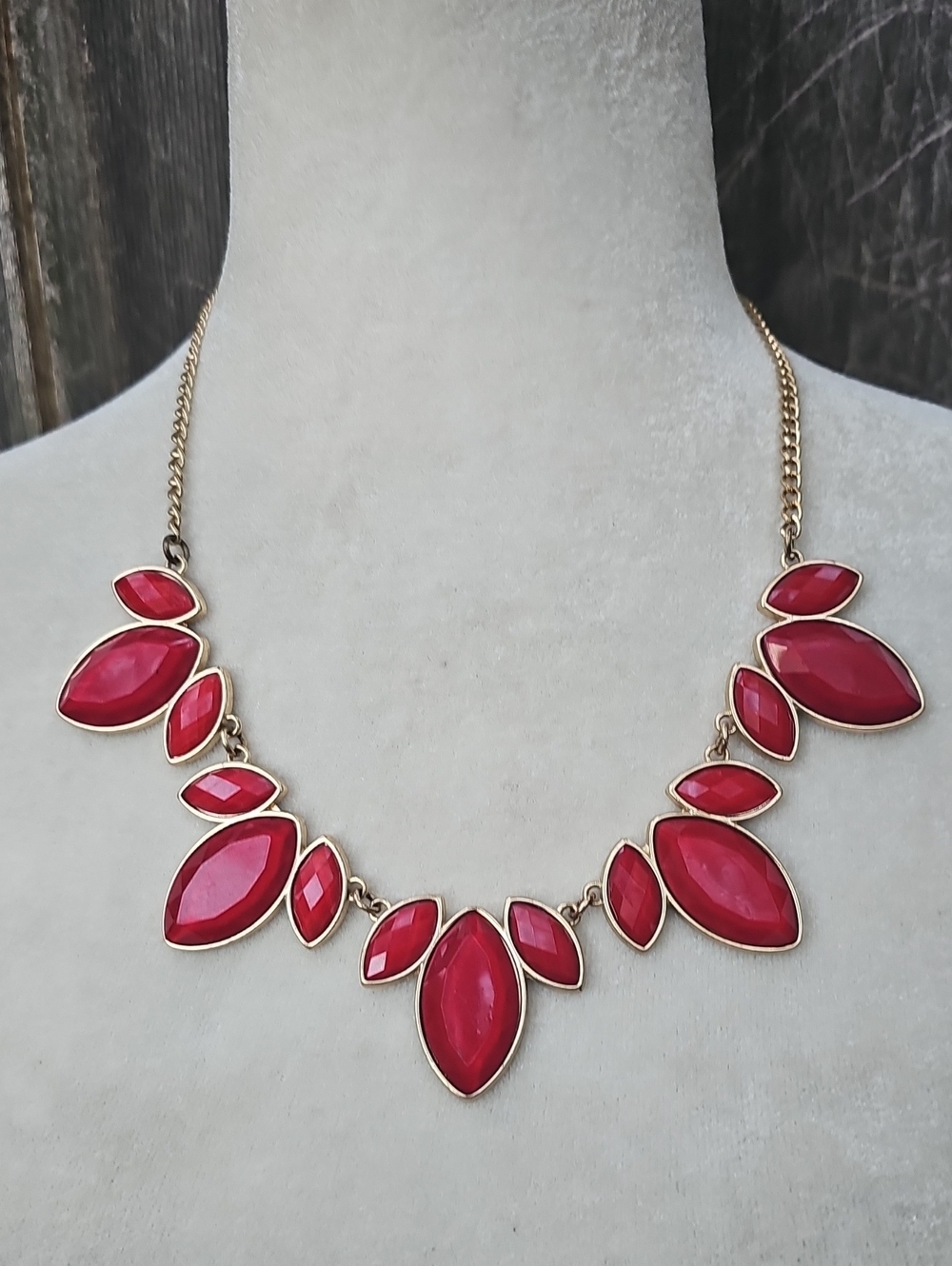Charming Charlie Gold-Tone Necklace with Red Stones